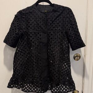 Fendi Black Textured Lace Top